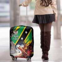 Saint Kitts and Nevis Pelican Luggage Cover Royal Poinciana Flowers - Wonder Print Shop