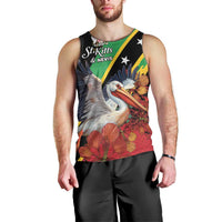 Personalized Saint Kitts and Nevis Pelican Men Tank Top Royal Poinciana Flowers - Wonder Print Shop