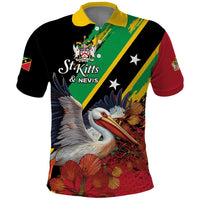 Personalized Saint Kitts and Nevis Pelican Polo Shirt Royal Poinciana Flowers - Wonder Print Shop