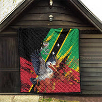 Saint Kitts and Nevis Pelican Quilt Royal Poinciana Flowers - Wonder Print Shop