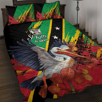Saint Kitts and Nevis Pelican Quilt Bed Set Royal Poinciana Flowers - Wonder Print Shop
