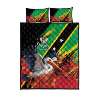 Saint Kitts and Nevis Pelican Quilt Bed Set Royal Poinciana Flowers - Wonder Print Shop