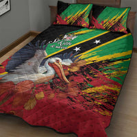 Saint Kitts and Nevis Pelican Quilt Bed Set Royal Poinciana Flowers - Wonder Print Shop