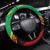Saint Kitts and Nevis Pelican Steering Wheel Cover Royal Poinciana Flowers - Wonder Print Shop