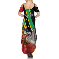 Personalized Saint Kitts and Nevis Pelican Summer Maxi Dress Royal Poinciana Flowers - Wonder Print Shop