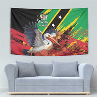 Saint Kitts and Nevis Pelican Tapestry Royal Poinciana Flowers - Wonder Print Shop