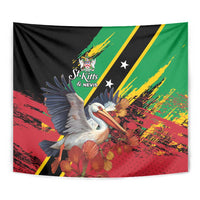 Saint Kitts and Nevis Pelican Tapestry Royal Poinciana Flowers - Wonder Print Shop