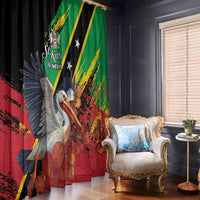 Saint Kitts and Nevis Pelican Window Curtain Royal Poinciana Flowers - Wonder Print Shop