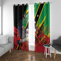 Saint Kitts and Nevis Pelican Window Curtain Royal Poinciana Flowers - Wonder Print Shop