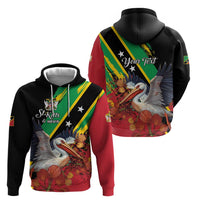 Personalized Saint Kitts and Nevis Pelican Zip Hoodie Royal Poinciana Flowers - Wonder Print Shop