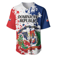 Personalized Dominican Republic Restoration Day Baseball Jersey Coat Of Arms Flag Colors - Wonder Print Shop
