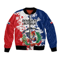 Personalized Dominican Republic Restoration Day Bomber Jacket Coat Of Arms Flag Colors - Wonder Print Shop