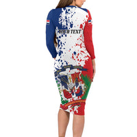 Personalized Dominican Republic Restoration Day Family Matching Long Sleeve Bodycon Dress and Hawaiian Shirt Coat Of Arms Flag Colors - Wonder Print Shop