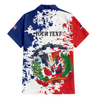 Personalized Dominican Republic Restoration Day Family Matching Mermaid Dress and Hawaiian Shirt Coat Of Arms Flag Colors - Wonder Print Shop