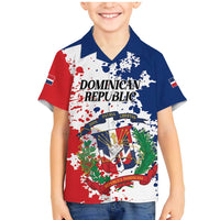 Personalized Dominican Republic Restoration Day Family Matching Mermaid Dress and Hawaiian Shirt Coat Of Arms Flag Colors - Wonder Print Shop