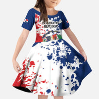 Personalized Dominican Republic Restoration Day Family Matching Off Shoulder Maxi Dress and Hawaiian Shirt Coat Of Arms Flag Colors - Wonder Print Shop