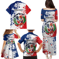 Personalized Dominican Republic Restoration Day Family Matching Puletasi and Hawaiian Shirt Coat Of Arms Flag Colors - Wonder Print Shop