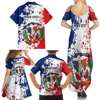 Personalized Dominican Republic Restoration Day Family Matching Summer Maxi Dress and Hawaiian Shirt Coat Of Arms Flag Colors - Wonder Print Shop