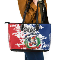 Dominican Republic Restoration Day Leather Tote Bag Coat Of Arms Flag Colors - Wonder Print Shop