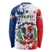 Personalized Dominican Republic Restoration Day Long Sleeve Shirt Coat Of Arms Flag Colors - Wonder Print Shop