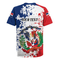 Personalized Dominican Republic Restoration Day Rugby Jersey Coat Of Arms Flag Colors - Wonder Print Shop
