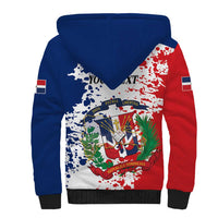 Personalized Dominican Republic Restoration Day Sherpa Hoodie Coat Of Arms Flag Colors - Wonder Print Shop