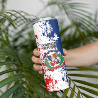 Personalized Dominican Republic Restoration Day Skinny Tumbler Coat Of Arms Flag Colors - Wonder Print Shop