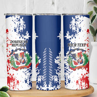 Personalized Dominican Republic Restoration Day Skinny Tumbler Coat Of Arms Flag Colors - Wonder Print Shop