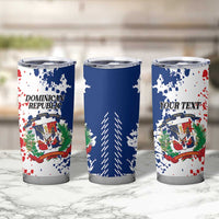 Personalized Dominican Republic Restoration Day Tumbler Cup Coat Of Arms Flag Colors - Wonder Print Shop