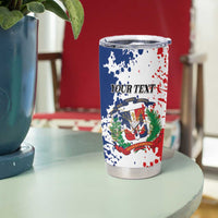 Personalized Dominican Republic Restoration Day Tumbler Cup Coat Of Arms Flag Colors - Wonder Print Shop