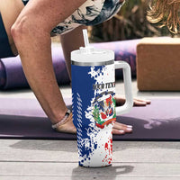 Personalized Dominican Republic Restoration Day Tumbler With Handle Coat Of Arms Flag Colors - Wonder Print Shop