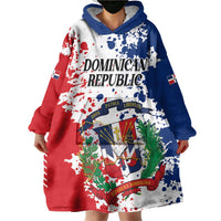 Personalized Dominican Republic Restoration Day Wearable Blanket Hoodie Coat Of Arms Flag Colors - Wonder Print Shop