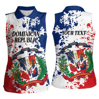Personalized Dominican Republic Restoration Day Women Sleeveless Polo Shirt Coat Of Arms Flag Colors - Wonder Print Shop