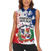 Personalized Dominican Republic Restoration Day Women Sleeveless Polo Shirt Coat Of Arms Flag Colors - Wonder Print Shop