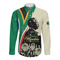 Personalized Nelson Mandela Day Long Sleeve Button Shirt South Africa Vintage Stylized