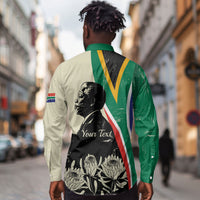Personalized Nelson Mandela Day Long Sleeve Button Shirt South Africa Vintage Stylized