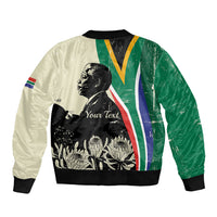 Personalized Nelson Mandela Day Sleeve Zip Bomber Jacket South Africa Vintage Stylized