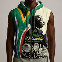 Personalized Nelson Mandela Day Sleeveless Zip Hoodie South Africa Vintage Stylized