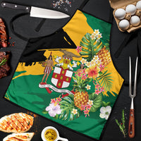 Jamaica Pineapple Apron Coat of Arms Tropical Flowers