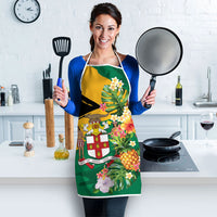 Jamaica Pineapple Apron Coat of Arms Tropical Flowers