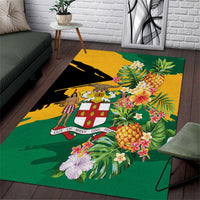 Jamaica Pineapple Area Rug Coat of Arms Tropical Flowers