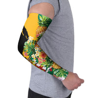 Personalized Jamaica Pineapple Arm Sleeves Coat of Arms Tropical Flowers