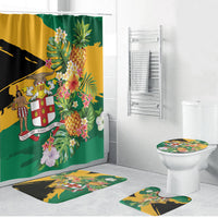 Jamaica Pineapple Bathroom Set Coat of Arms Tropical Flowers