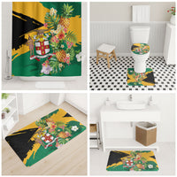 Jamaica Pineapple Bathroom Set Coat of Arms Tropical Flowers
