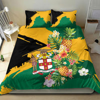 Jamaica Pineapple Bedding Set Coat of Arms Tropical Flowers