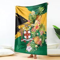 Jamaica Pineapple Blanket Coat of Arms Tropical Flowers