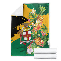 Jamaica Pineapple Blanket Coat of Arms Tropical Flowers