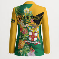 Personalized Jamaica Pineapple Blazer Coat of Arms Tropical Flowers