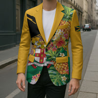 Personalized Jamaica Pineapple Blazer Coat of Arms Tropical Flowers