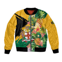 Personalized Jamaica Pineapple Bomber Jacket Coat of Arms Tropical Flowers